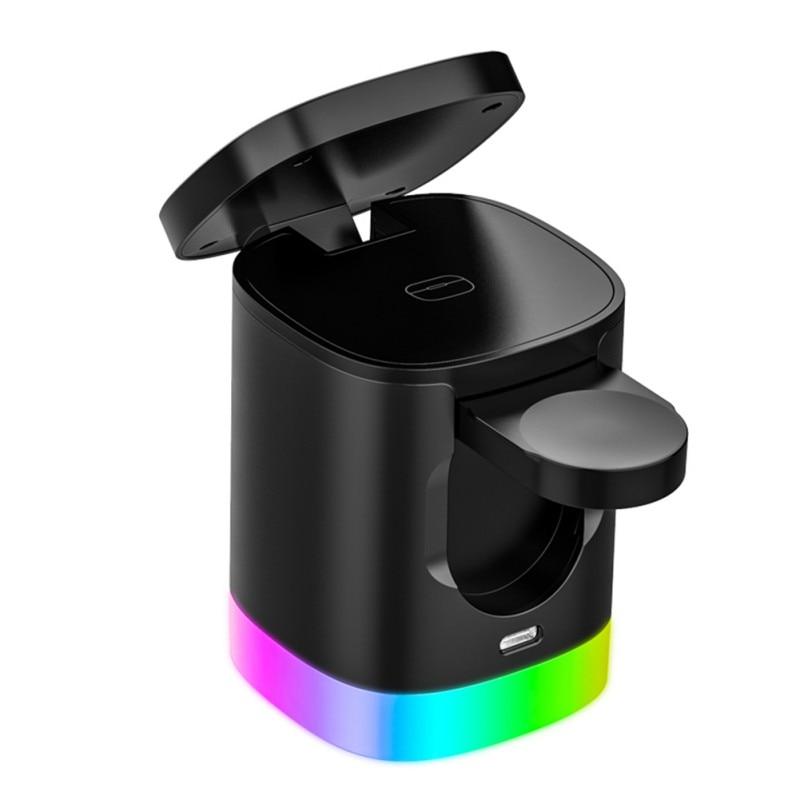 3 In 1 Magnetic Wireless Fast Charger For Smart Phone RGB Ambient Light Charging Station For Airpods IWatch 10