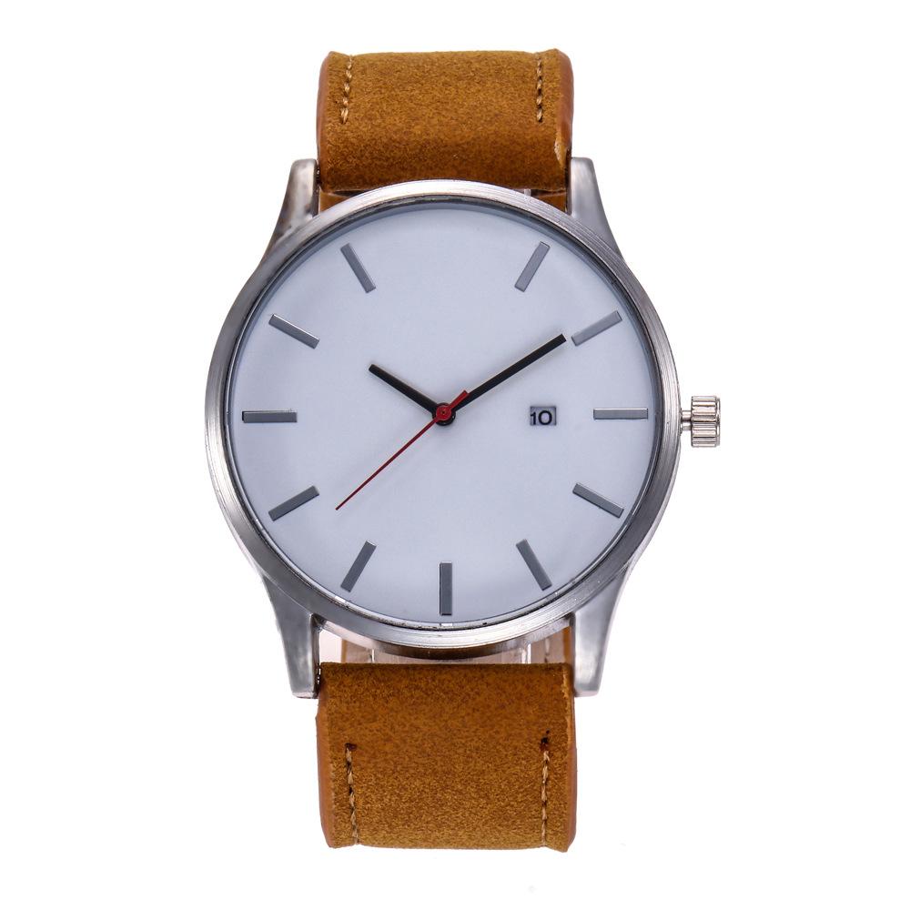 Men watch Fashion Business Large Dial Watch For Men's Matte Belt Simple Quartz Wrist Watch Men clock 7