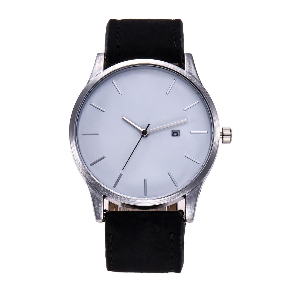 Men watch Fashion Business Large Dial Watch For Men's Matte Belt Simple Quartz Wrist Watch Men clock 3