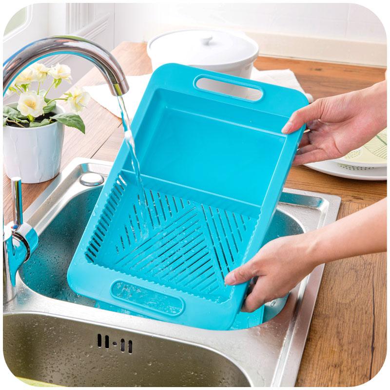 Multifunction Kitchen Chopping Blocks Sinks Drain Basket Cutting Board Vegetable Meat Tools Kitchen Accessories Chopping Board 7