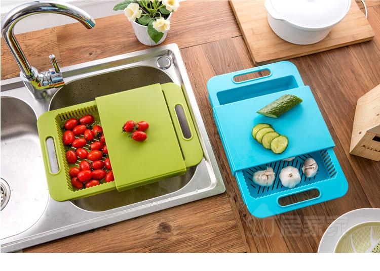 Multifunction Kitchen Chopping Blocks Sinks Drain Basket Cutting Board Vegetable Meat Tools Kitchen Accessories Chopping Board 5