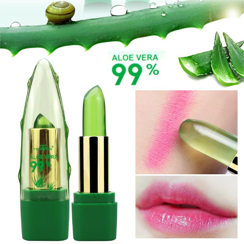 Aloe Vera Gel Color Changing Lipstick Gloss  Moisturizer Anti-drying Desalination Fine-grain Lip Blam Care 3
