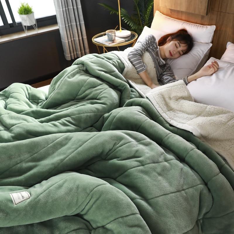 Fleece Blankets And Throws Thick Warm Winter Blankets Home Super Soft Duvet Luxury Solid Blankets On Twin Bedding 10