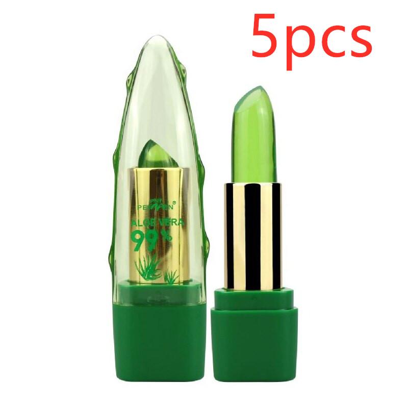 Aloe Vera Gel Color Changing Lipstick Gloss  Moisturizer Anti-drying Desalination Fine-grain Lip Blam Care 6