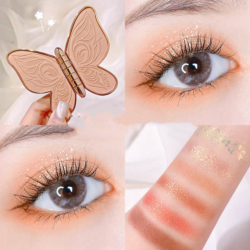 6 Colors Eyeshadow Palette Butterfly Eye Shadow Lucky Koi Pearl Sequins Glitter Matte Makeup Plate Glitter Eyeshadow 4