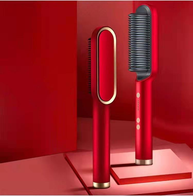 New 2 In 1 Hair Straightener Hot Comb Negative Ion Curling Tong Dual-purpose Electric Hair Brush 8