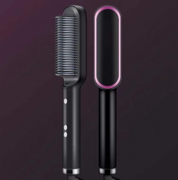 New 2 In 1 Hair Straightener Hot Comb Negative Ion Curling Tong Dual-purpose Electric Hair Brush 7