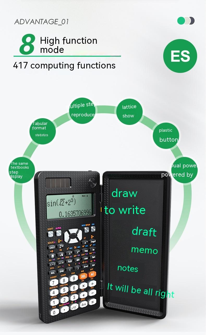 2 In 1 Foldable Scientific Calculators Handwriting Tablet Learning Function Calculator  Foldable Desk Scientific Calculators 16