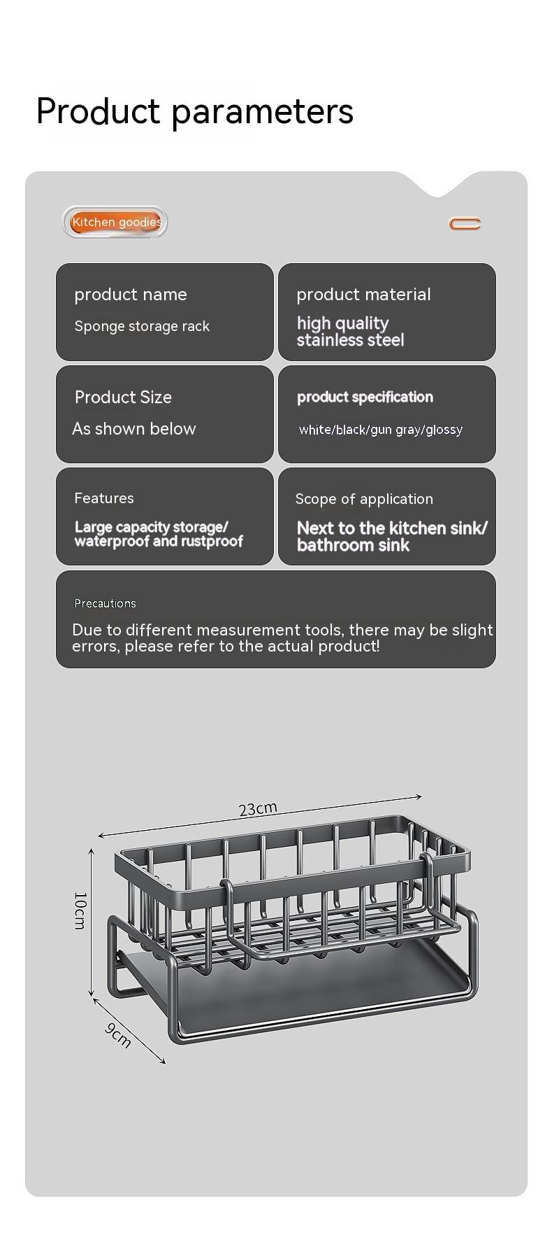 Rag Rack Kitchen Shelf Sink Drainage Basket Sub-table Multi-functional 17