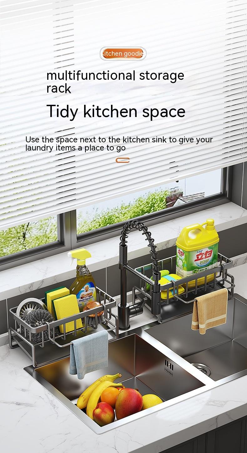 Rag Rack Kitchen Shelf Sink Drainage Basket Sub-table Multi-functional 20