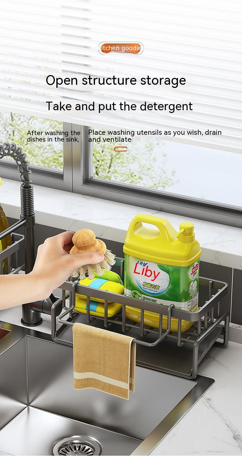 Rag Rack Kitchen Shelf Sink Drainage Basket Sub-table Multi-functional 32