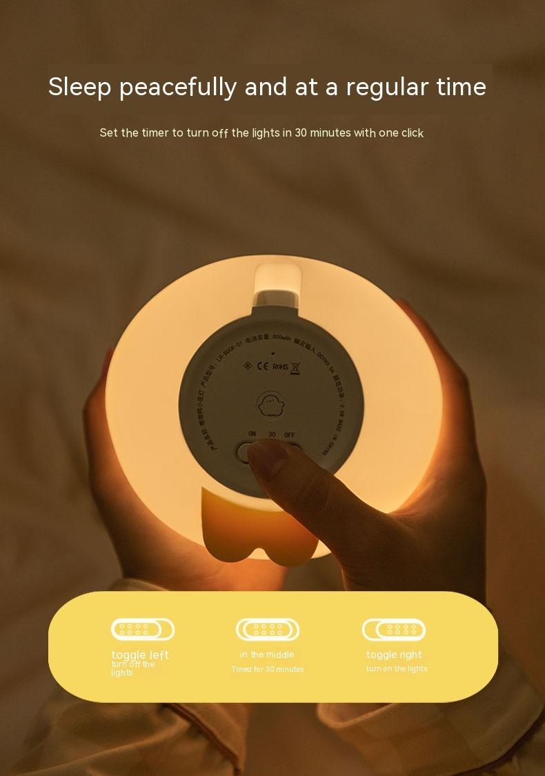 Cute Duck LED Night Lamp Cartoon Silicone USB Rechargeable Sleeping Light Touch Sensor Timing Bedroom Bedside Lamp For Kid Gift Home Decor 10