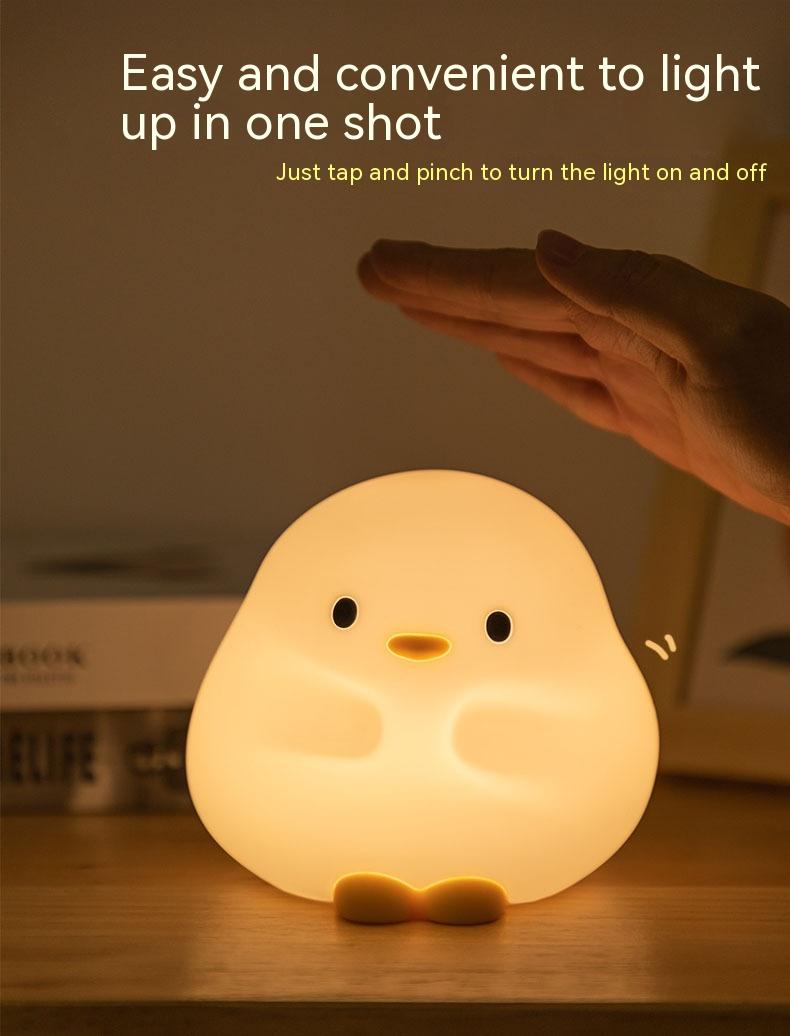 Cute Duck LED Night Lamp Cartoon Silicone USB Rechargeable Sleeping Light Touch Sensor Timing Bedroom Bedside Lamp For Kid Gift Home Decor 12