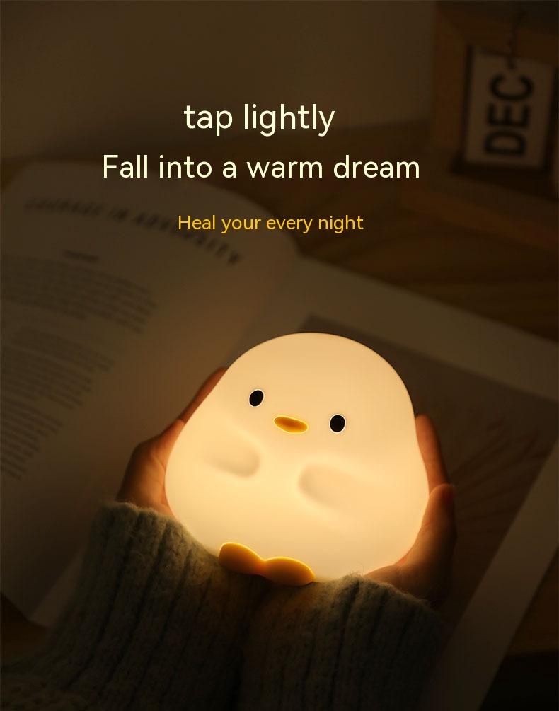 Cute Duck LED Night Lamp Cartoon Silicone USB Rechargeable Sleeping Light Touch Sensor Timing Bedroom Bedside Lamp For Kid Gift Home Decor 13