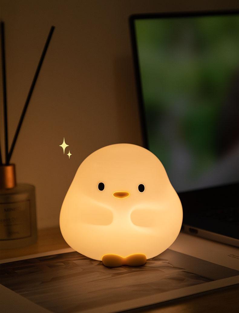 Cute Duck LED Night Lamp Cartoon Silicone USB Rechargeable Sleeping Light Touch Sensor Timing Bedroom Bedside Lamp For Kid Gift Home Decor 15