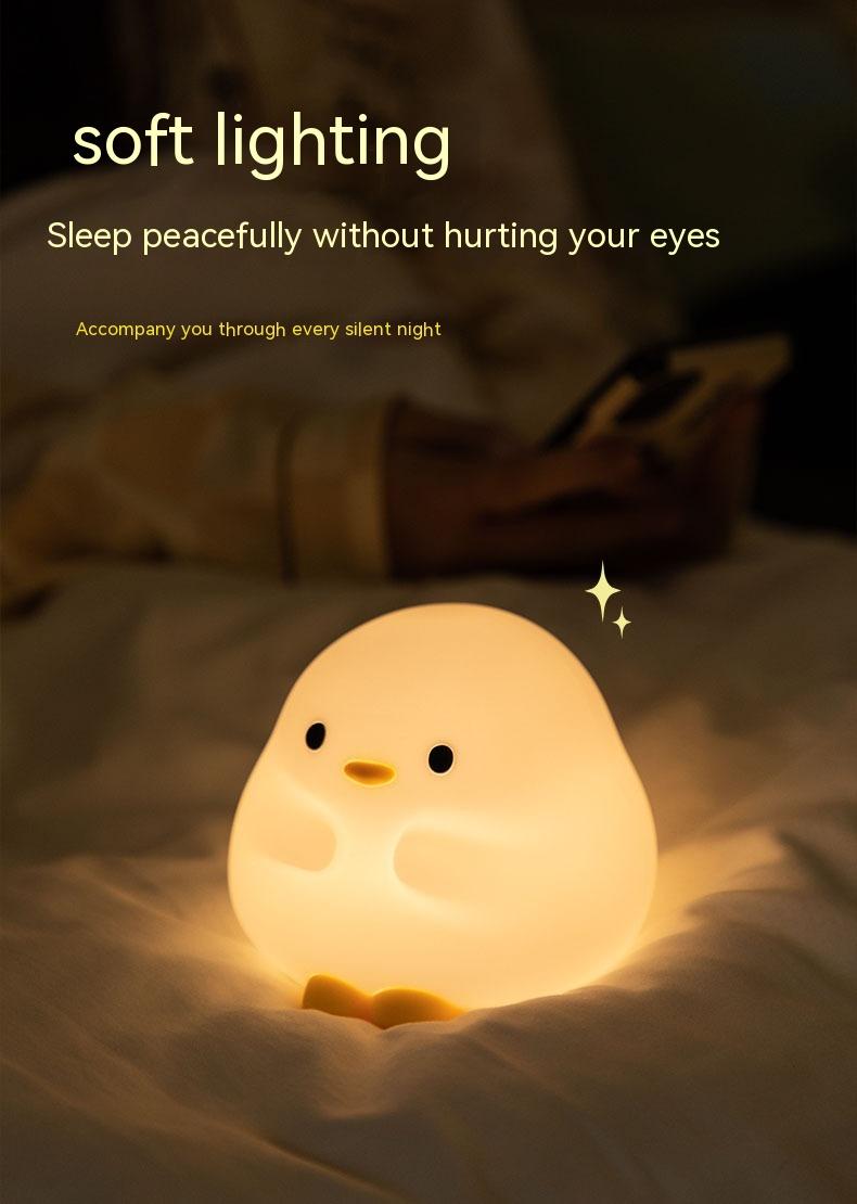 Cute Duck LED Night Lamp Cartoon Silicone USB Rechargeable Sleeping Light Touch Sensor Timing Bedroom Bedside Lamp For Kid Gift Home Decor 16