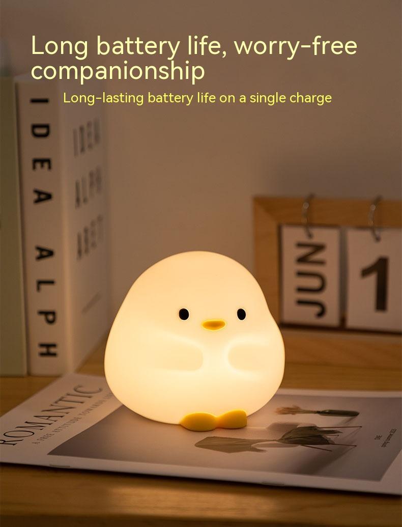 Cute Duck LED Night Lamp Cartoon Silicone USB Rechargeable Sleeping Light Touch Sensor Timing Bedroom Bedside Lamp For Kid Gift Home Decor 18