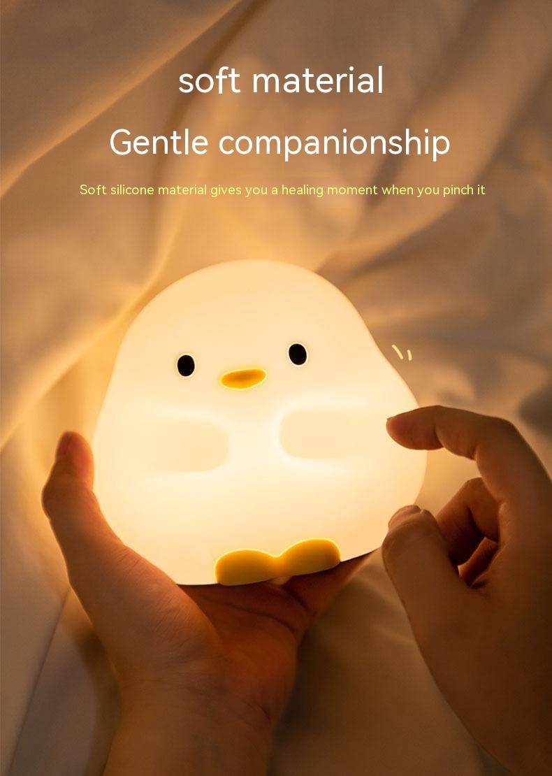 Cute Duck LED Night Lamp Cartoon Silicone USB Rechargeable Sleeping Light Touch Sensor Timing Bedroom Bedside Lamp For Kid Gift Home Decor 19