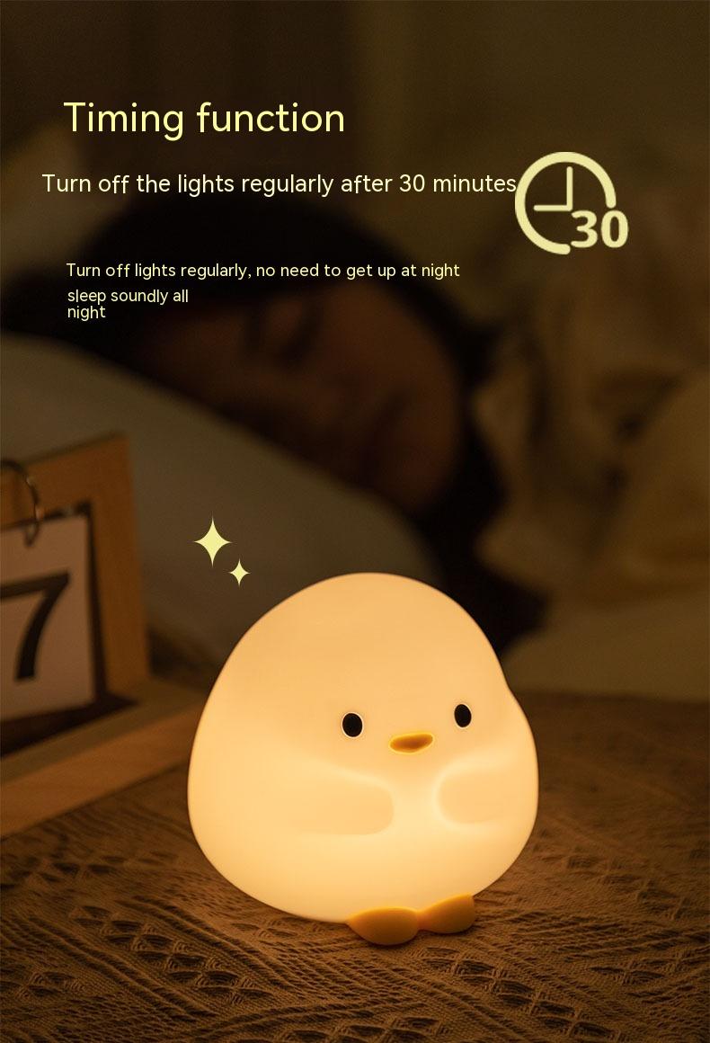 Cute Duck LED Night Lamp Cartoon Silicone USB Rechargeable Sleeping Light Touch Sensor Timing Bedroom Bedside Lamp For Kid Gift Home Decor 20