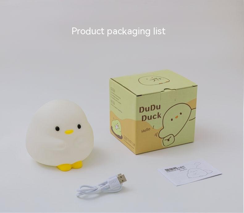Cute Duck LED Night Lamp Cartoon Silicone USB Rechargeable Sleeping Light Touch Sensor Timing Bedroom Bedside Lamp For Kid Gift Home Decor 22
