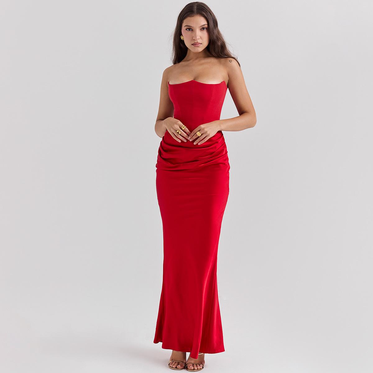 Slim Tube Top Long Dress Sexy Fashion Bandeau Backless Party Evening Dresses For Women Clothing 7