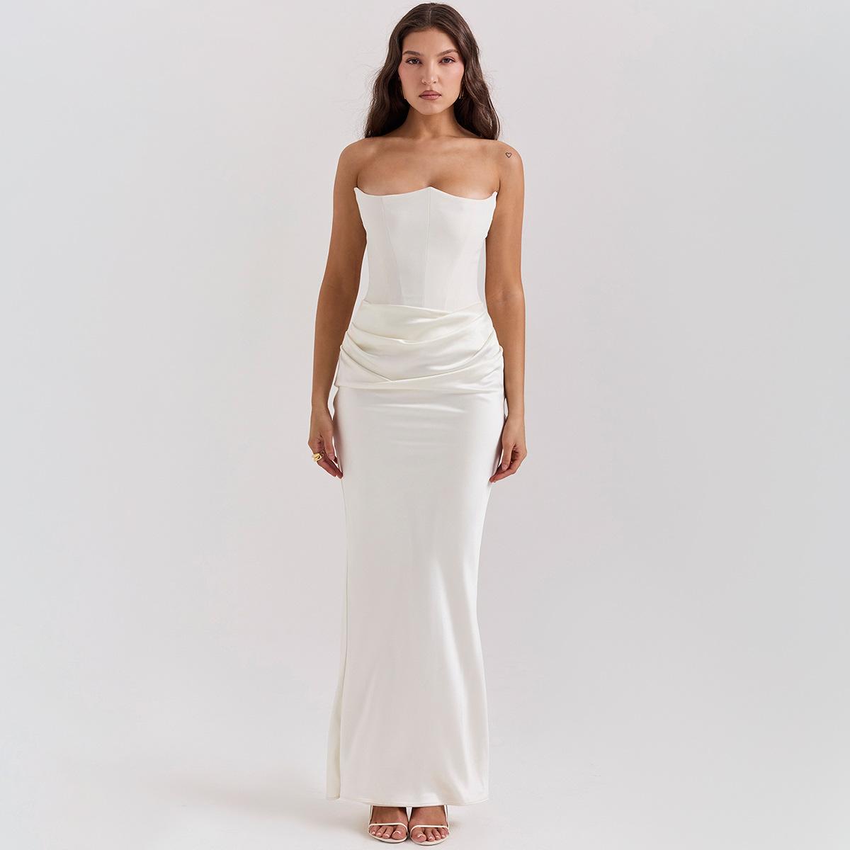 Slim Tube Top Long Dress Sexy Fashion Bandeau Backless Party Evening Dresses For Women Clothing 8