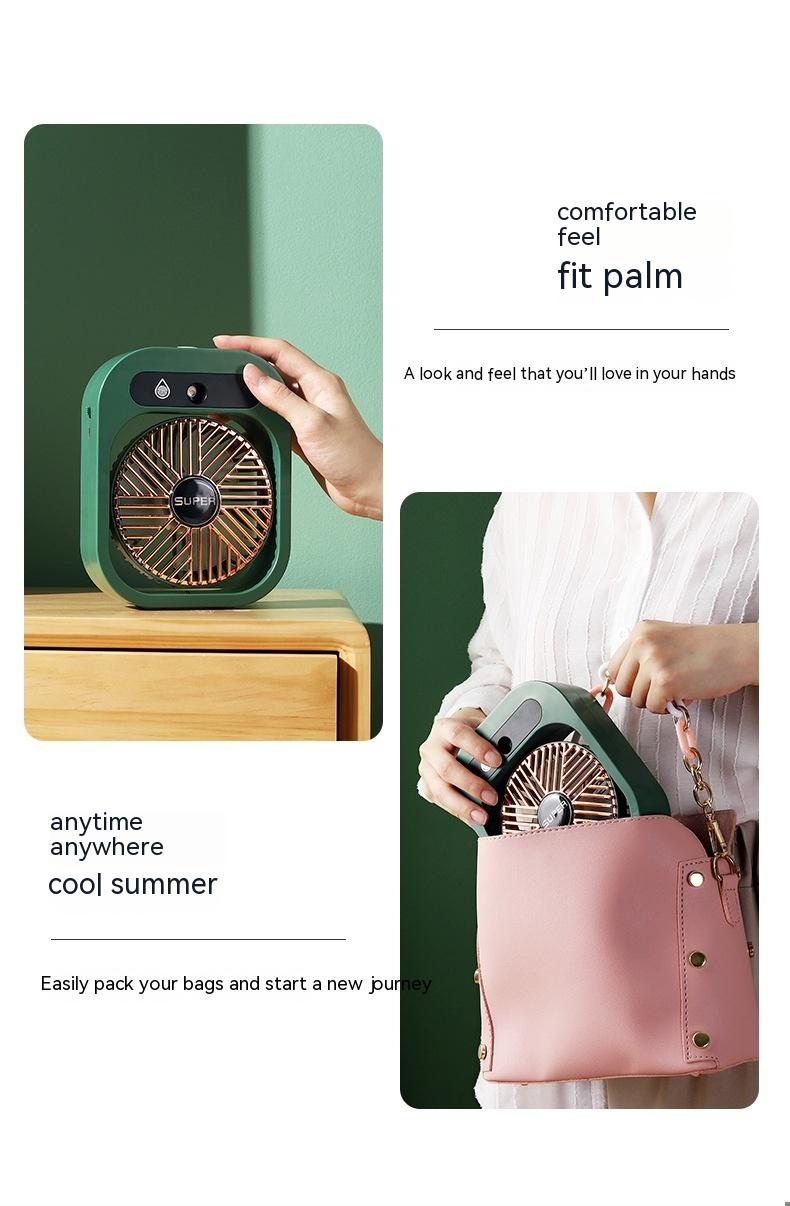 Air Conditioning Fan Desk Misting Fan Air Cooler Cooling USB Rechargeable Humidifier Portable Spray Fan With 3 Wind Speeds Mist Fan For Home 19
