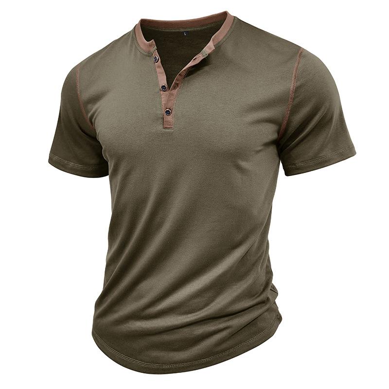 Fashion Short-sleeved Polo Shirt Summer Button V-neck T-shirt Tops Mens Clothing 33