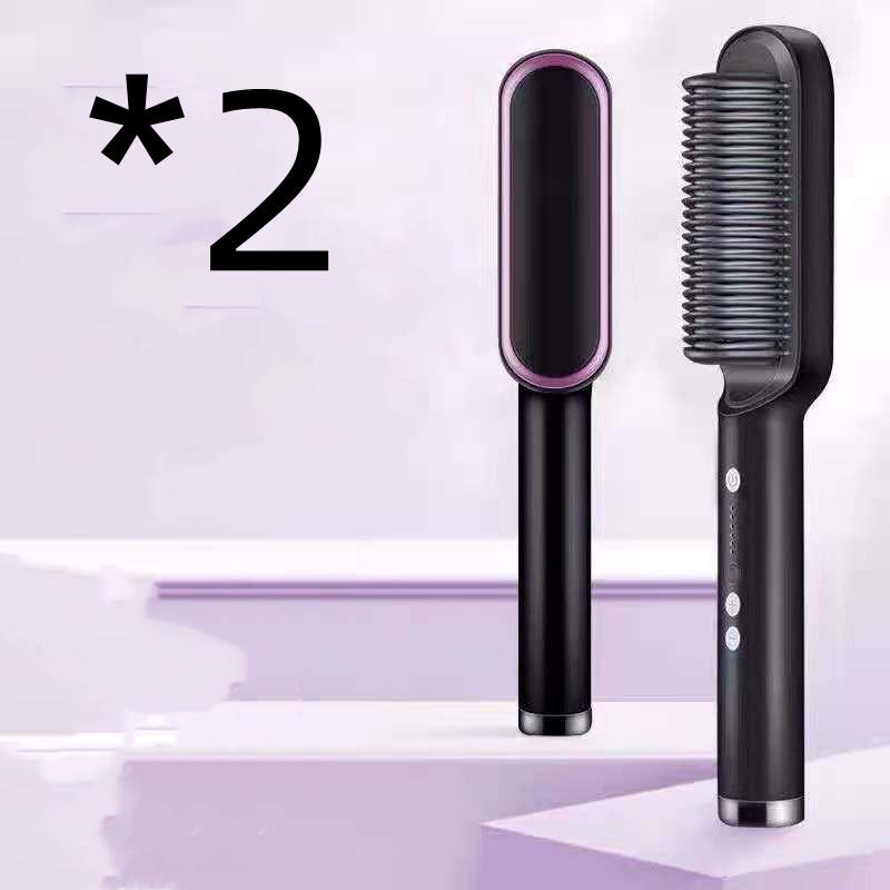 New 2 In 1 Hair Straightener Hot Comb Negative Ion Curling Tong Dual-purpose Electric Hair Brush 17