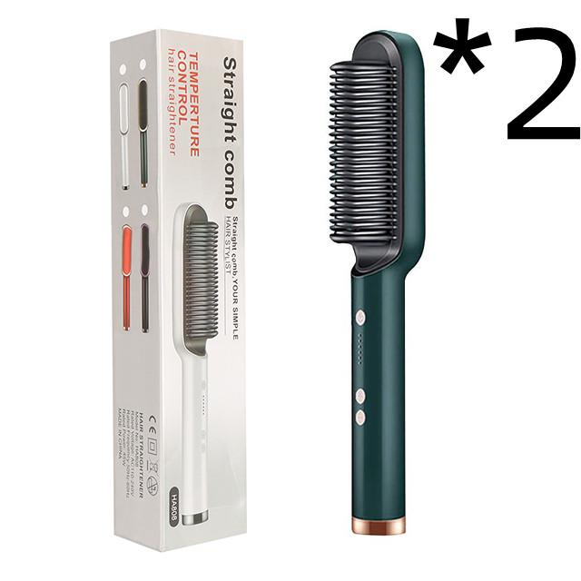 New 2 In 1 Hair Straightener Hot Comb Negative Ion Curling Tong Dual-purpose Electric Hair Brush 26