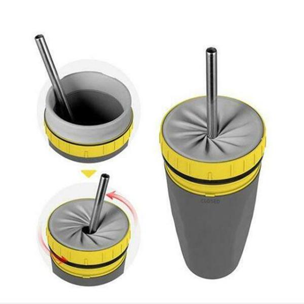 No Cover Twist Cup Travel Portable Cup Double Insulation Tumbler Straw Sippy Water Bottles Portable For Children Adults 7