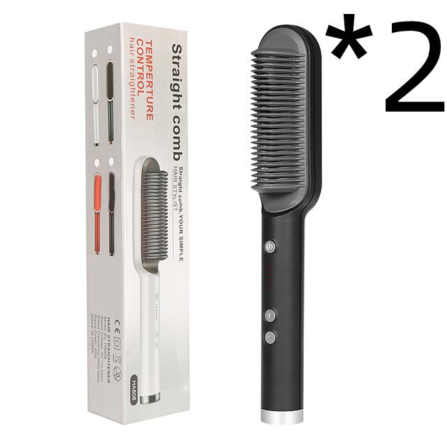 New 2 In 1 Hair Straightener Hot Comb Negative Ion Curling Tong Dual-purpose Electric Hair Brush 20