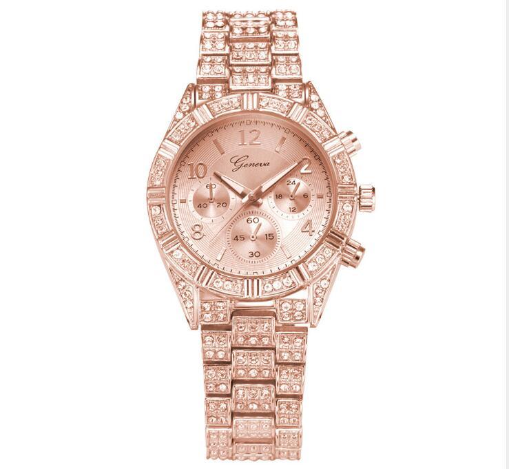 Women Crystal Quartz Analog Wrist Watch Fashion Stainless Steel Geneva Luxury Reloj Hombre Montre Femme Sport Watches 7
