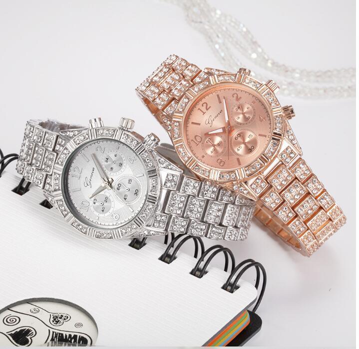 Women Crystal Quartz Analog Wrist Watch Fashion Stainless Steel Geneva Luxury Reloj Hombre Montre Femme Sport Watches 3