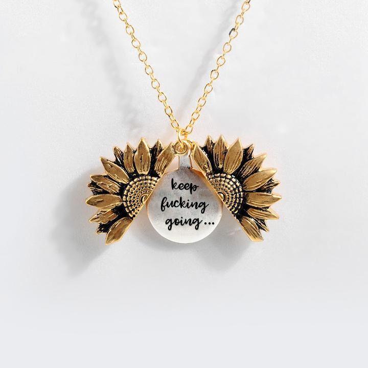 Sunflower Double-layer Lettering Necklace 18