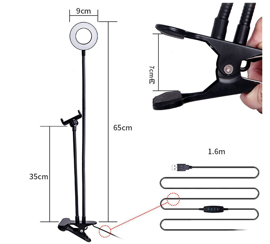 LED Selfie Ring Light for Live Adjustable Makeup Light-8cm Stand 4