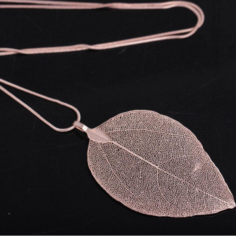 Natural Leaf Necklace Gold Leaf Gold-plated Pendant Sweater Chain 7