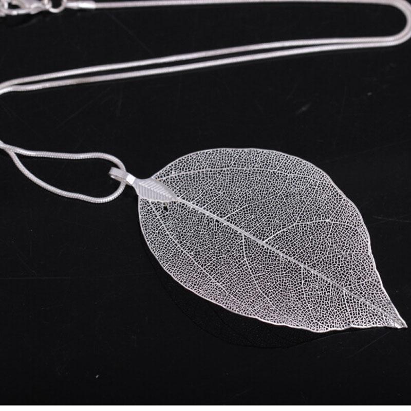 Natural Leaf Necklace Gold Leaf Gold-plated Pendant Sweater Chain 8