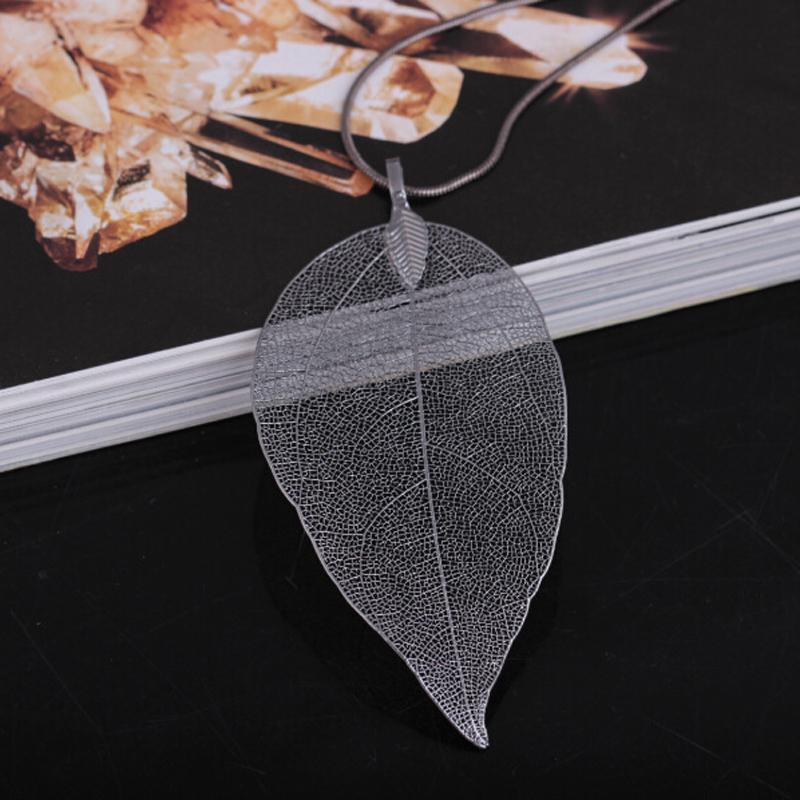 Natural Leaf Necklace Gold Leaf Gold-plated Pendant Sweater Chain 5
