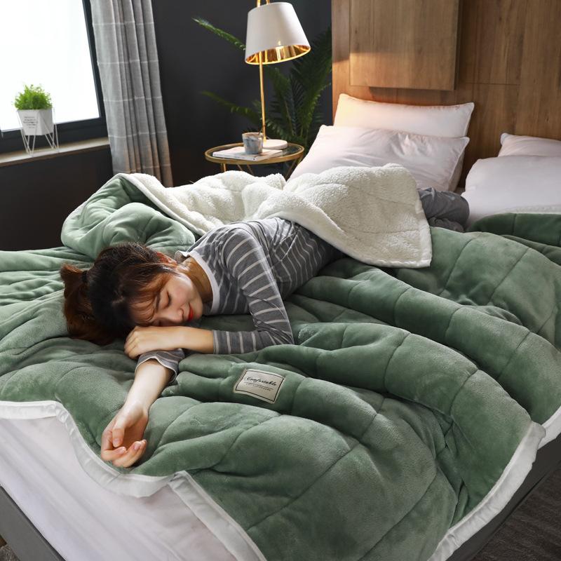 Fleece Blankets And Throws Thick Warm Winter Blankets Home Super Soft Duvet Luxury Solid Blankets On Twin Bedding 15