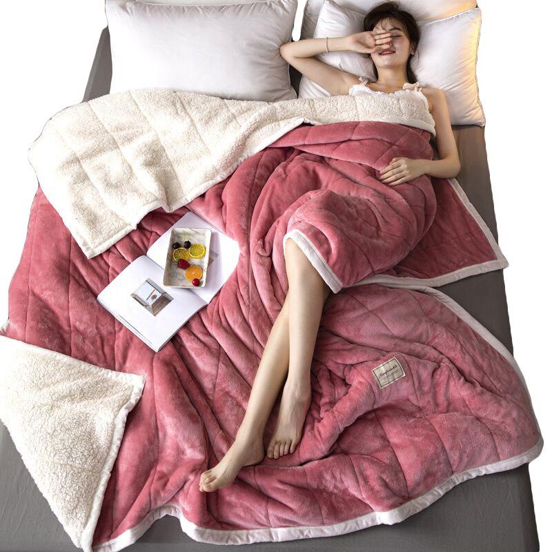 Fleece Blankets And Throws Thick Warm Winter Blankets Home Super Soft Duvet Luxury Solid Blankets On Twin Bedding 20