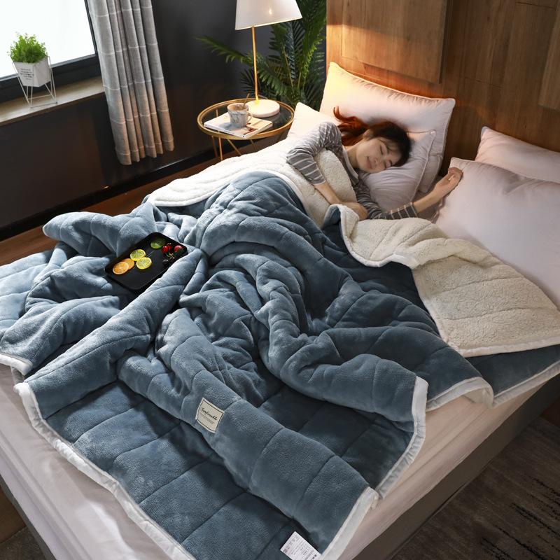Fleece Blankets And Throws Thick Warm Winter Blankets Home Super Soft Duvet Luxury Solid Blankets On Twin Bedding 6