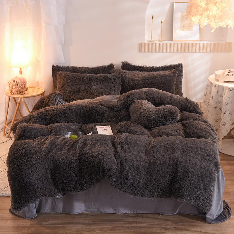 Luxury Thick Fleece Duvet Cover Queen King Winter Warm Bed Quilt Cover Pillowcase Fluffy Plush Shaggy Bedclothes Bedding Set Winter Body Keep Warm 7