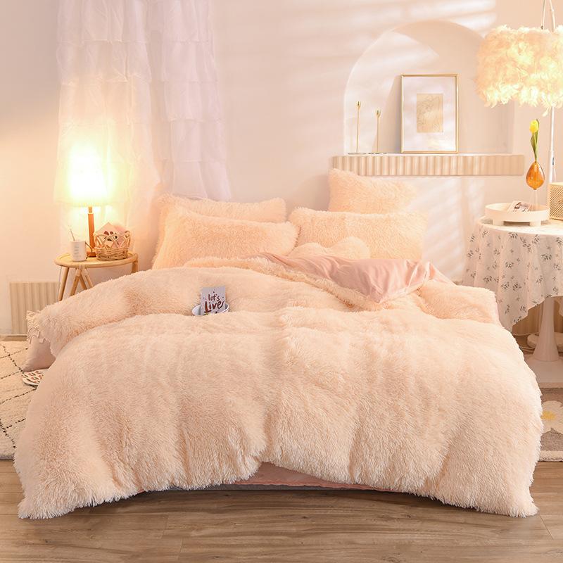 Luxury Thick Fleece Duvet Cover Queen King Winter Warm Bed Quilt Cover Pillowcase Fluffy Plush Shaggy Bedclothes Bedding Set Winter Body Keep Warm 3