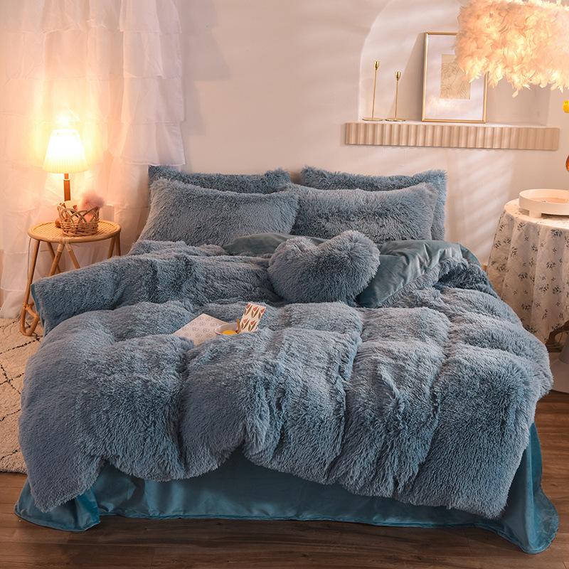 Luxury Thick Fleece Duvet Cover Queen King Winter Warm Bed Quilt Cover Pillowcase Fluffy Plush Shaggy Bedclothes Bedding Set Winter Body Keep Warm 9