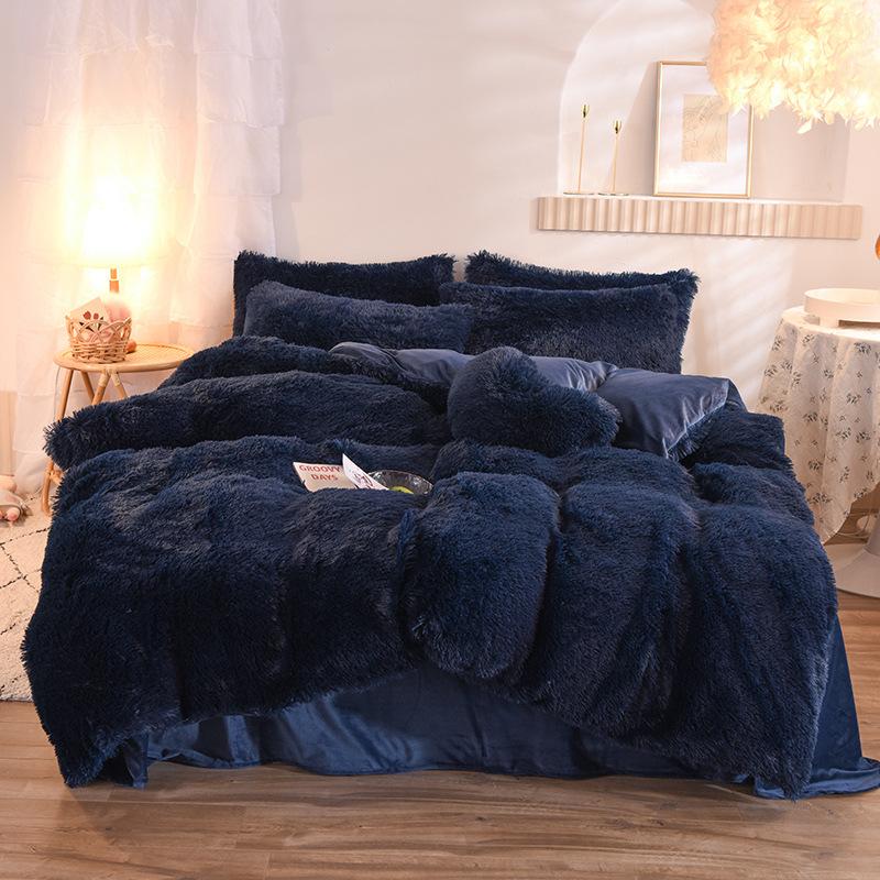 Luxury Thick Fleece Duvet Cover Queen King Winter Warm Bed Quilt Cover Pillowcase Fluffy Plush Shaggy Bedclothes Bedding Set Winter Body Keep Warm 10