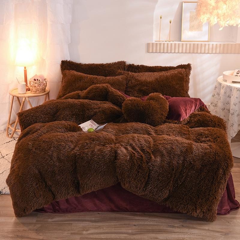 Luxury Thick Fleece Duvet Cover Queen King Winter Warm Bed Quilt Cover Pillowcase Fluffy Plush Shaggy Bedclothes Bedding Set Winter Body Keep Warm 6