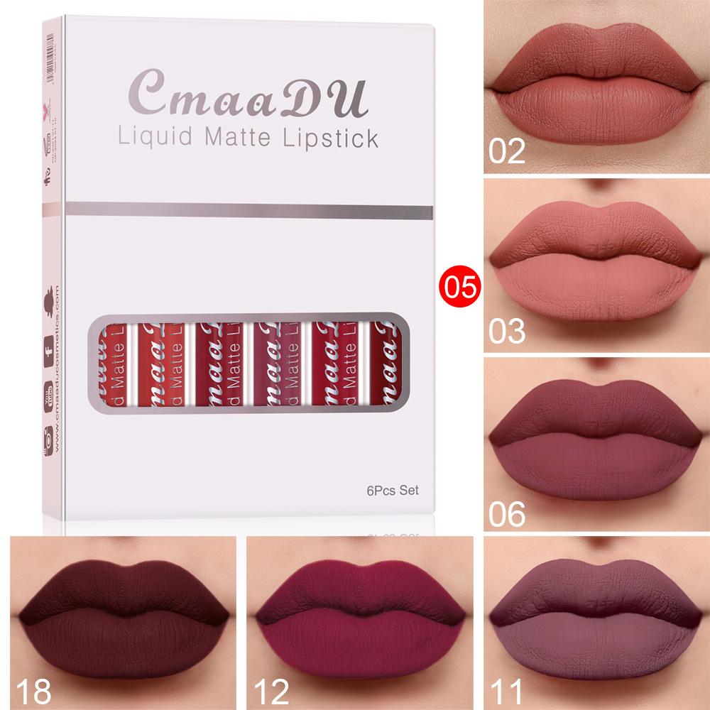 6 Boxes Of Matte Non-stick Cup Waterproof Lipstick Long Lasting Lip Gloss 4