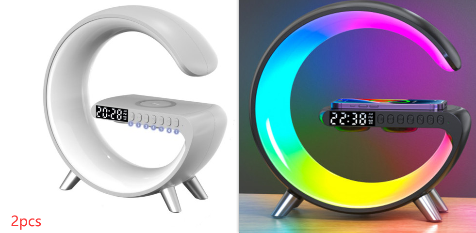 New Intelligent G Shaped LED Lamp Bluetooth Speake Wireless Charger Atmosphere Lamp App Control For Bedroom Home Decor 12