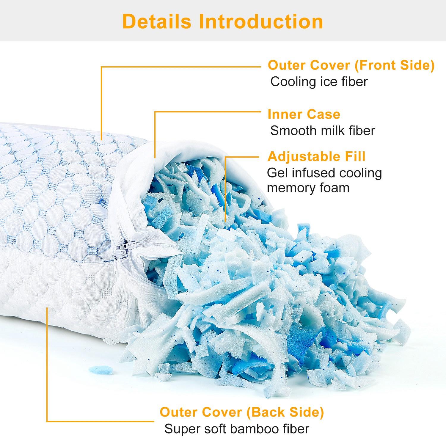 2Pcs Or 1Pc Cooling Memory Foam Pillow Ventilated Soft Bed Pillow With Cooling Gel Infused Memory Foam Machine Washable 4
